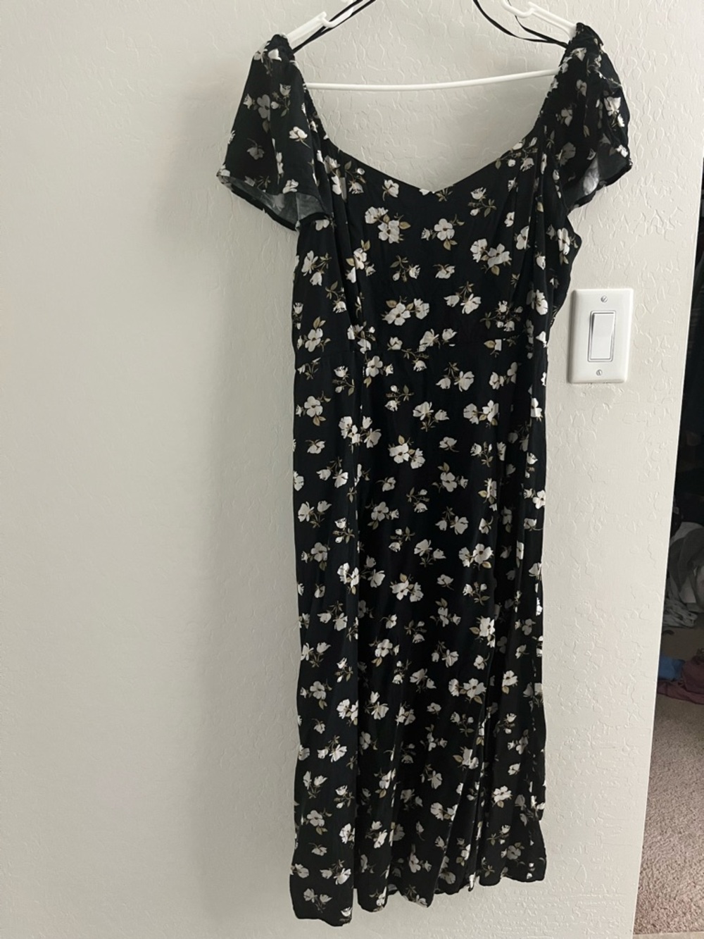 Black Floral Midi Dress
